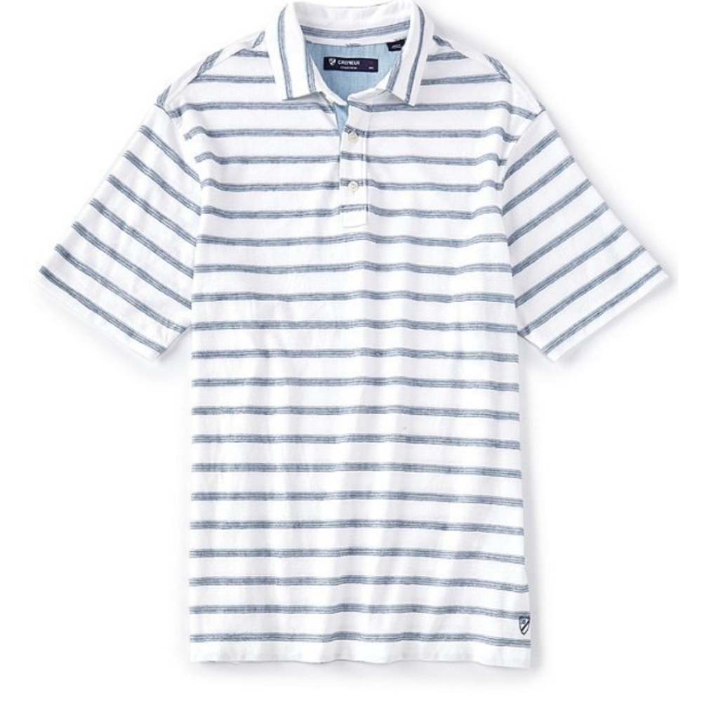 Daniel Cremieux Stripe White Short-Sleeve Polo Shirt